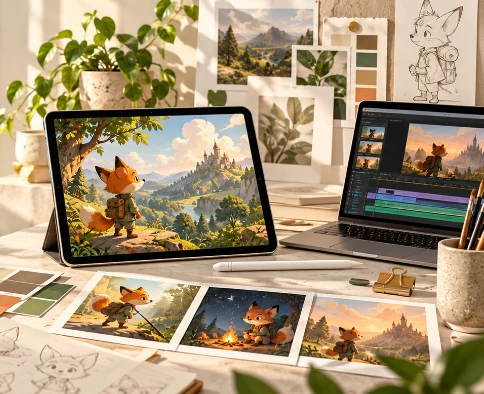 Minh họa nhóm Sáng tạo & cá nhân: Kịch bản, hình ảnh & video.